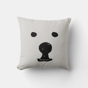 Minimalist Cute Bear Face Sketch Cushion Pillow