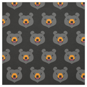 Minimalist Cute Black Bear Cartoon Fabric