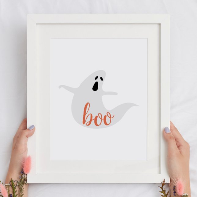 Minimalist Cute Boo Ghost | Kids Halloween Party Poster (Creator Uploaded)