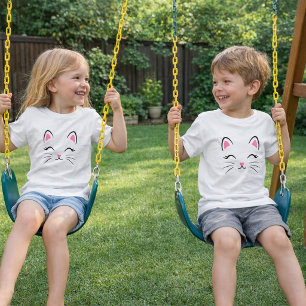 Minimalist Cute Cat Face T-Shirt 