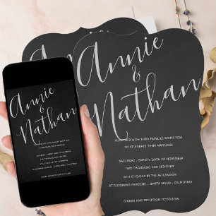 Minimalist Cute Chalkboard Elegant Script Wedding Invitation
