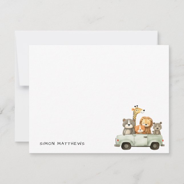 Minimalist Cute Cheerful Animals Kids Card (Front)