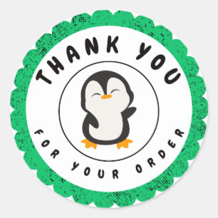 Minimalist Cute Colour Penguin Thank You For Order Classic Round Sticker