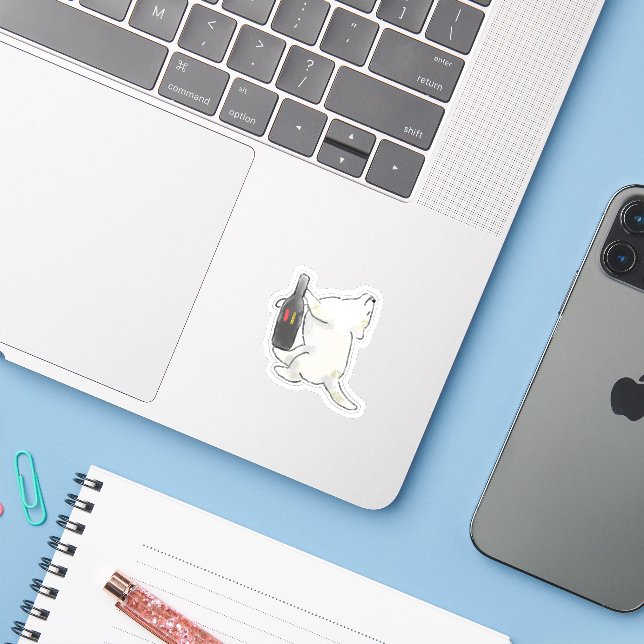 Minimalist Cute Dog Illustration (Laptop w/ iPhone)
