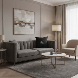  Minimalist cute elegant script black and white Cushion