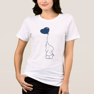 Minimalist Cute Elephant Heart Balloon Art Tri-Blend Shirt