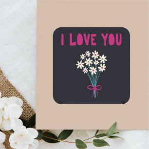 Minimalist Cute Flowers I love You Mum Mothers Day Square Sticker