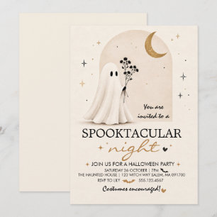 Minimalist Cute Ghost Halloween Party Invitation