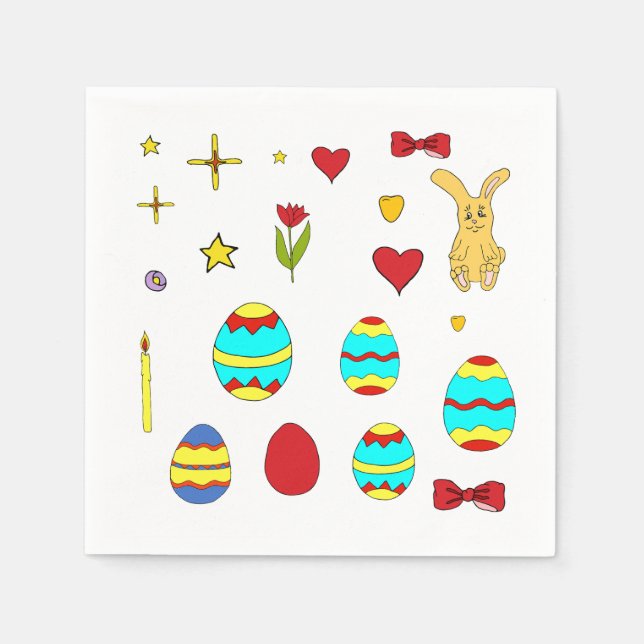 Minimalist Cute  Happy Easter  cartoon  Napkin (Front)