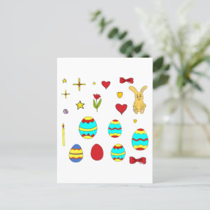 Minimalist Cute Happy Easter cartoon Postcard