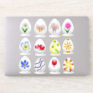 Minimalist Cute Happy Easter flowers cartoon