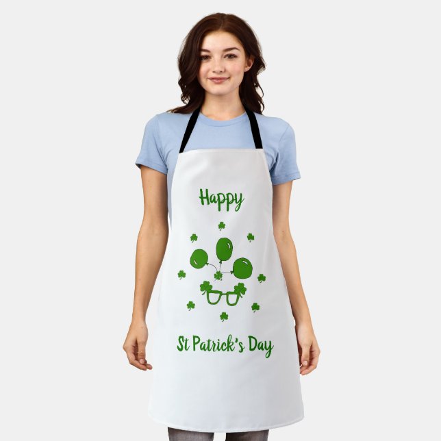 Minimalist  Cute Happy St Patrick's Day  Apron (Worn)