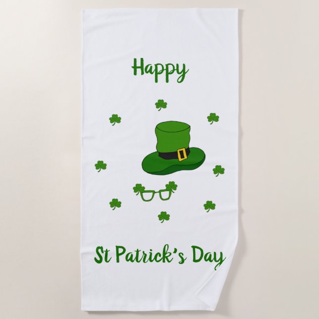 Minimalist  Cute Happy St Patrick's Day      Beach Towel (Front)