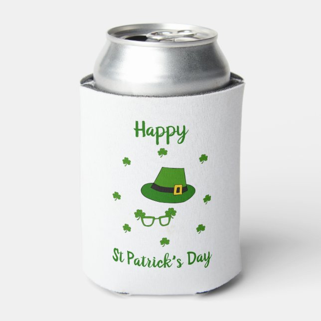Minimalist  Cute Happy St Patrick's Day     Can Cooler (Can Front)