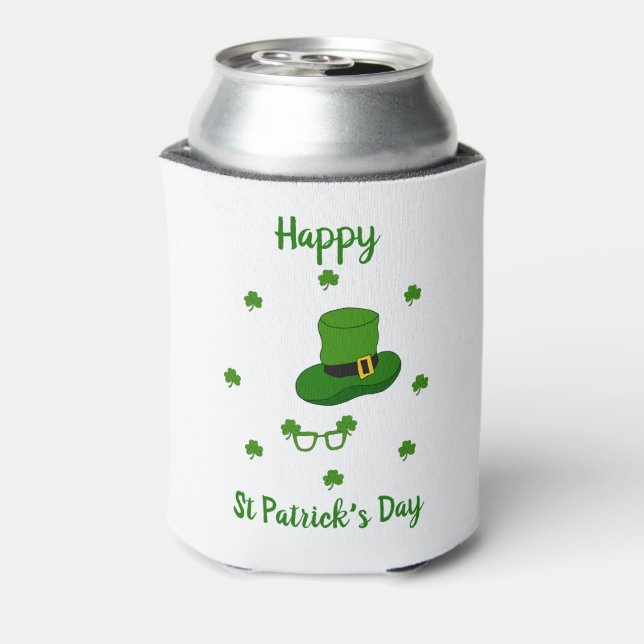 Minimalist  Cute Happy St Patrick's Day    Can Cooler (Can Back)