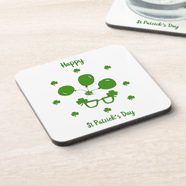 Minimalist  Cute Happy St Patrick's Day     Coaster (Left Side)