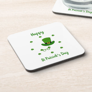 Minimalist Cute Happy St Patrick's Day Coaster
