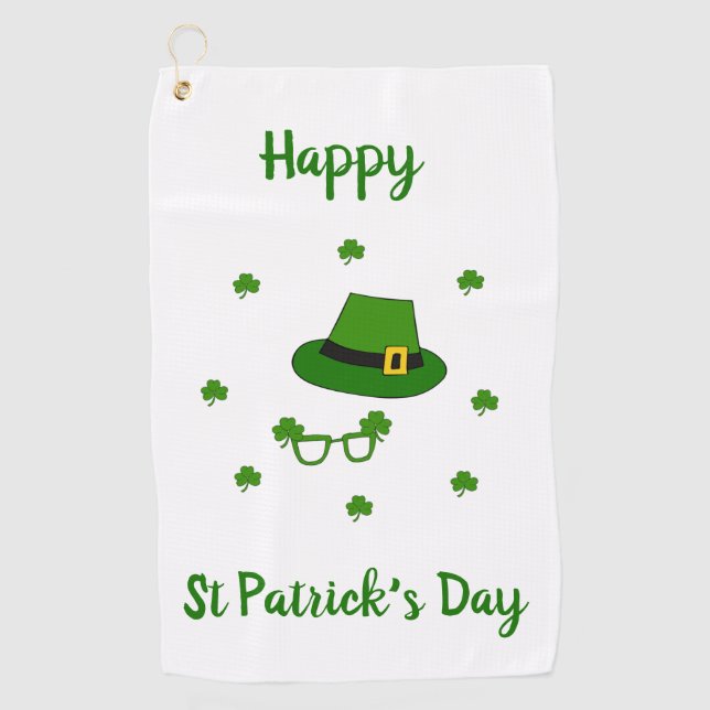 Minimalist  Cute Happy St Patrick's Day   Golf Towel (Front)
