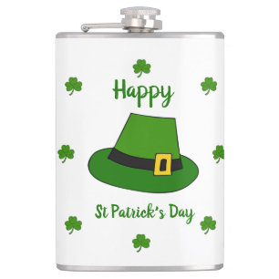 Minimalist Cute Happy St Patrick's Day Hip Flask