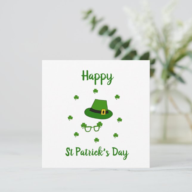 Minimalist  Cute Happy St Patrick's Day  Invitation (Standing Front)