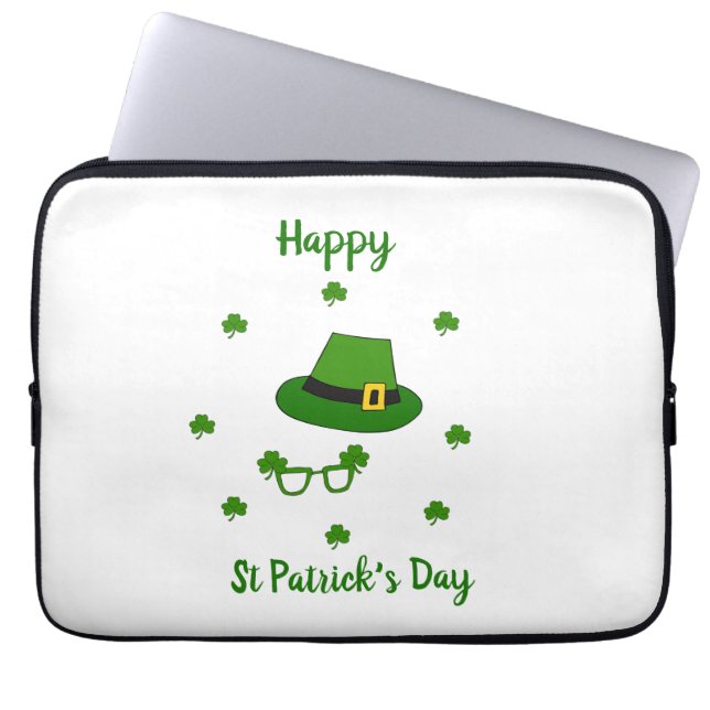 Minimalist  Cute Happy St Patrick's Day     Laptop Sleeve (Front)