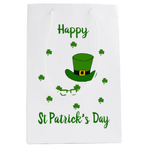 Minimalist  Cute Happy St Patrick's Day    Medium Gift Bag