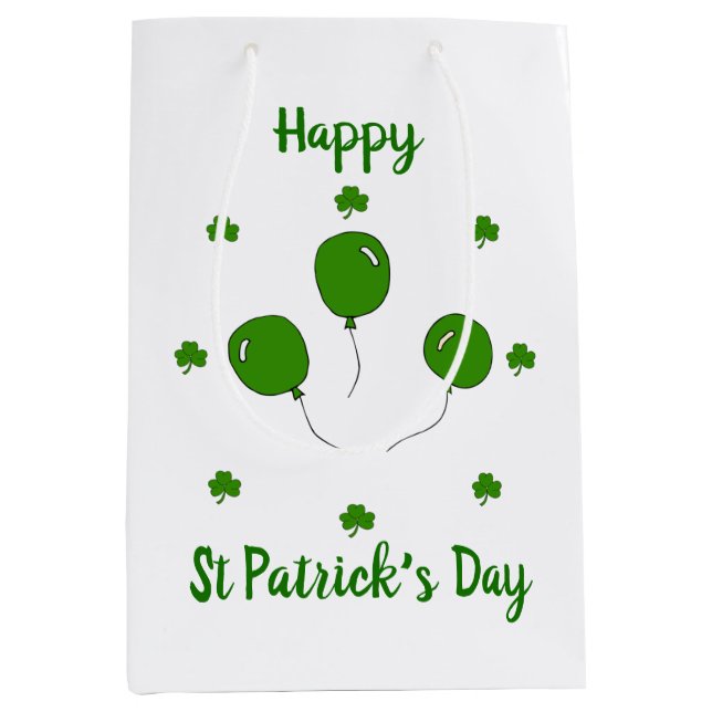 Minimalist  Cute Happy St Patrick's Day  Medium Gift Bag (Front)