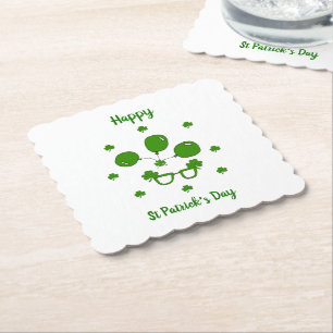 Minimalist Cute Happy St Patrick's Day Paper Coaster