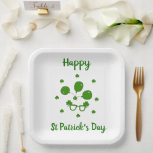 Minimalist  Cute Happy St Patrick's Day     Paper Plate