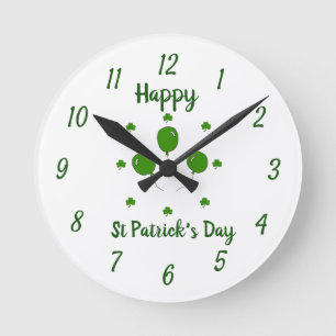 Minimalist Cute Happy St Patrick's Day Round Clock