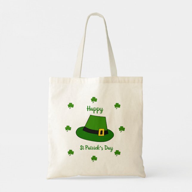 Minimalist  Cute Happy St Patrick's Day    Tote Bag (Back)