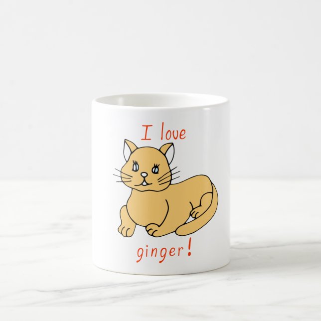 Minimalist Cute I love ginger cat Coffee Mug (Center)