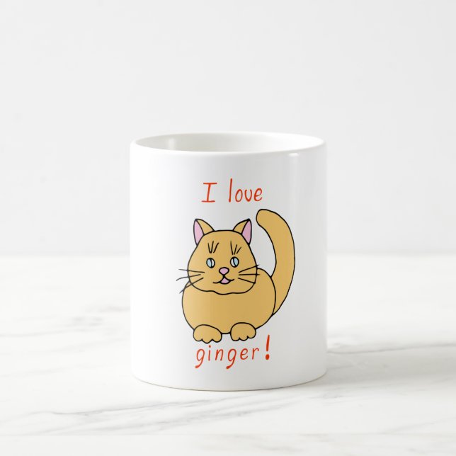 Minimalist Cute I love ginger cat Coffee Mug (Center)