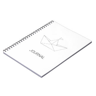 Minimalist Cute Paper Boat Custom Name White Baby Notebook