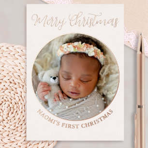 Minimalist Cute Photo Merry Baby's First Christmas