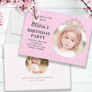 Minimalist Cute Princess Tiara Birthday Whimsical Invitation