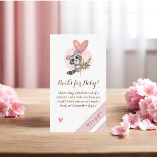 Minimalist Cute Racoon Baby Shower Books for Baby Enclosure Card