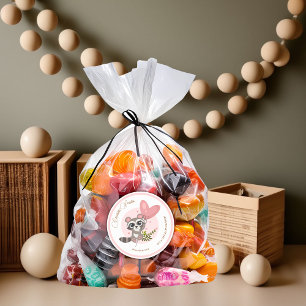 Minimalist Cute Racoon Baby Shower Classic Round Sticker