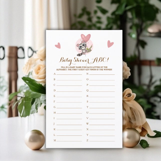 Minimalist Cute Racoon Baby Shower Game ABC (Minimalist Cute Raccoon Baby Shower Game ABC)