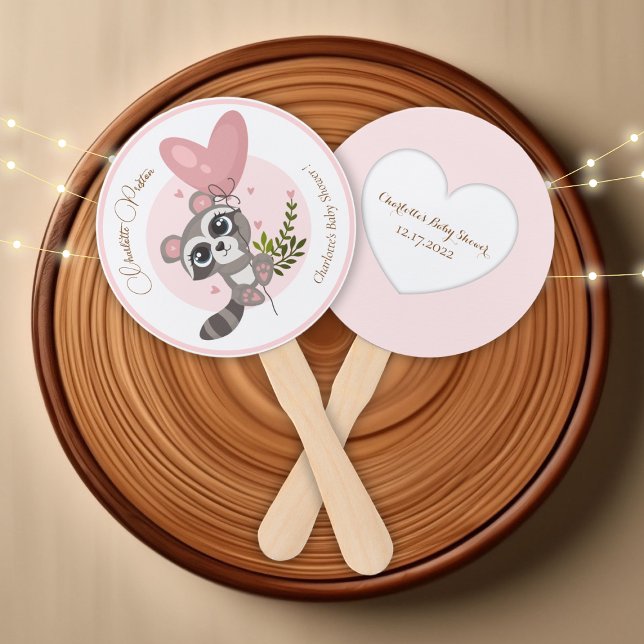Minimalist Cute Racoon Baby Shower Hand Fan (Minimalist Cute Raccoon Baby Shower Hand Fan)