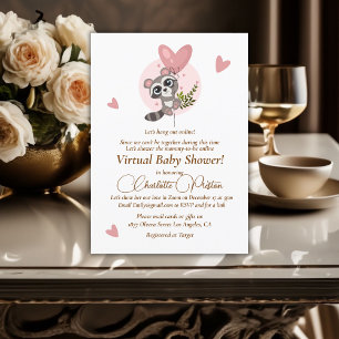 Minimalist Cute Racoon Baby Shower Virtual Invitation