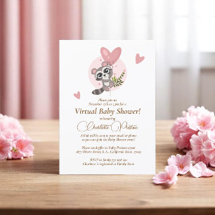 Minimalist Cute Racoon Baby Shower Virtual Invitation