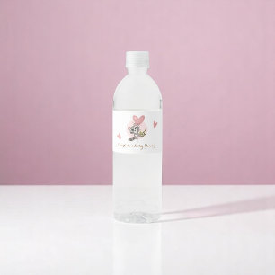 Minimalist Cute Racoon Baby Shower Water Bottle Label