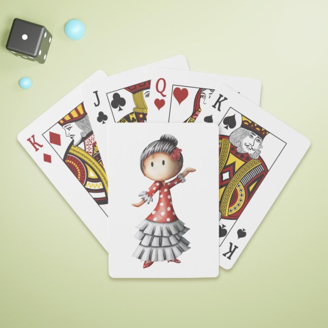 Minimalist Cute Sevillana Dancer Illustration Playing Cards (Minimalist Cute Sevillana Dancer Illustration Playing Cards)