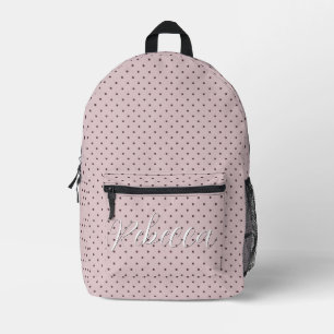 Minimalist Cute Soft Light Pink Brown Polka Dots Printed Backpack