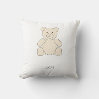 Minimalist Cute Teddy Bear Custom Name Cushion