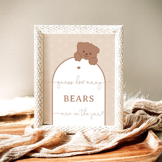 Minimalist Cute Teddy Bear Guess How Many Bears Poster (Creator Uploaded)