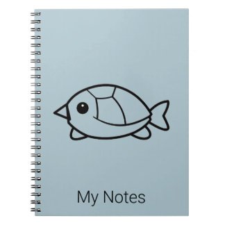 Minimalist Cute Turtle Pastel Blue Notebook