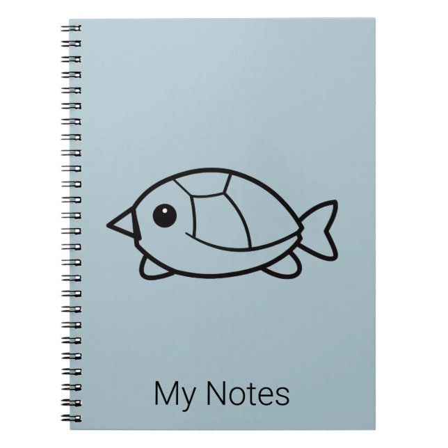 Minimalist Cute Turtle Pastel Blue Notebook (Front)