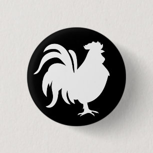 Minimalist Cute White lucky rooster    3 Cm Round Badge